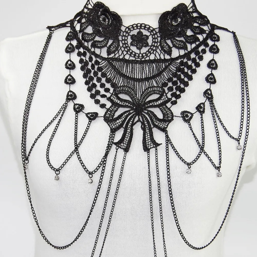 Black Lace Body Chain Goth Accessories