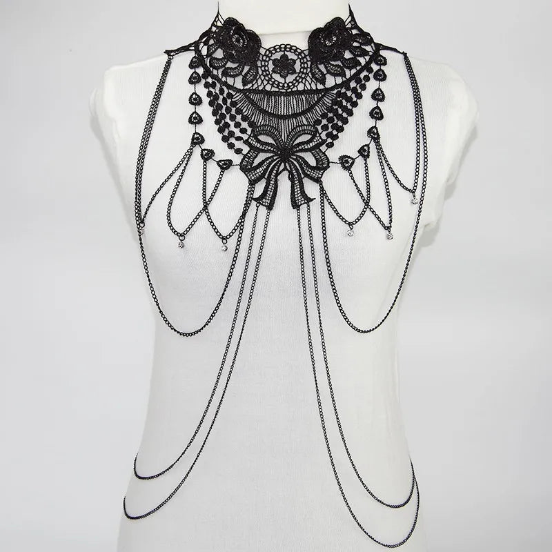 Black Lace Body Chain Goth Accessories