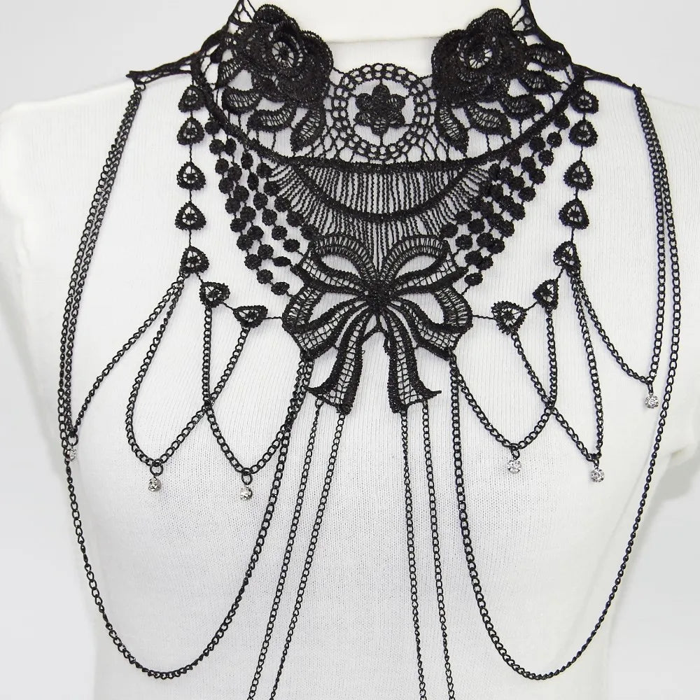 Black Lace Body Chain Goth Accessories