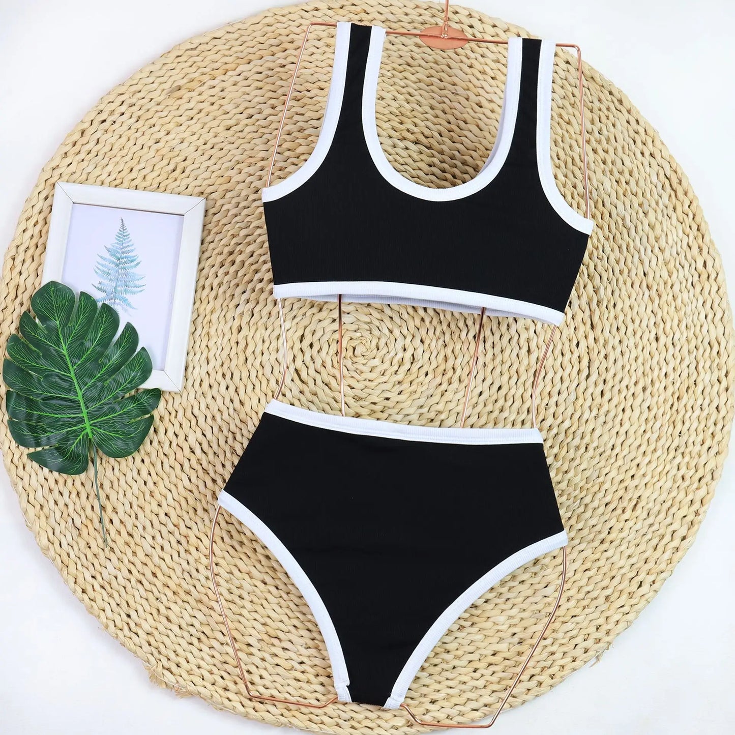 Sexy Black and White Bikinis Set,