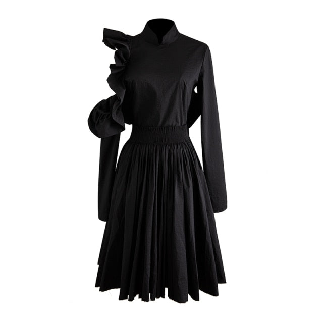 Patchwork Ruffle Backless Sexy Dress