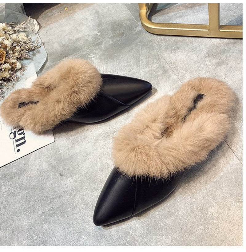 Ladies Classy Warm Fur Mules