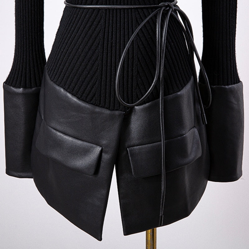 Ladies Patchwork Black Sweater