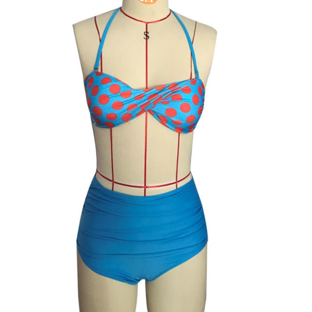 Vintage Pin Up High Waist Bikini Set