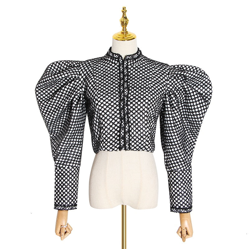 Puff Sleeve Short Fashion Female Coat