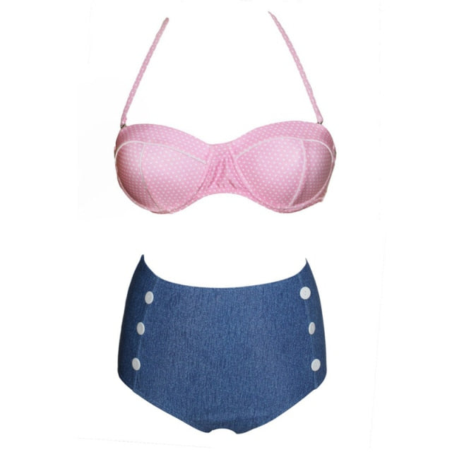Vintage Pin Up High Waist Bikini Set