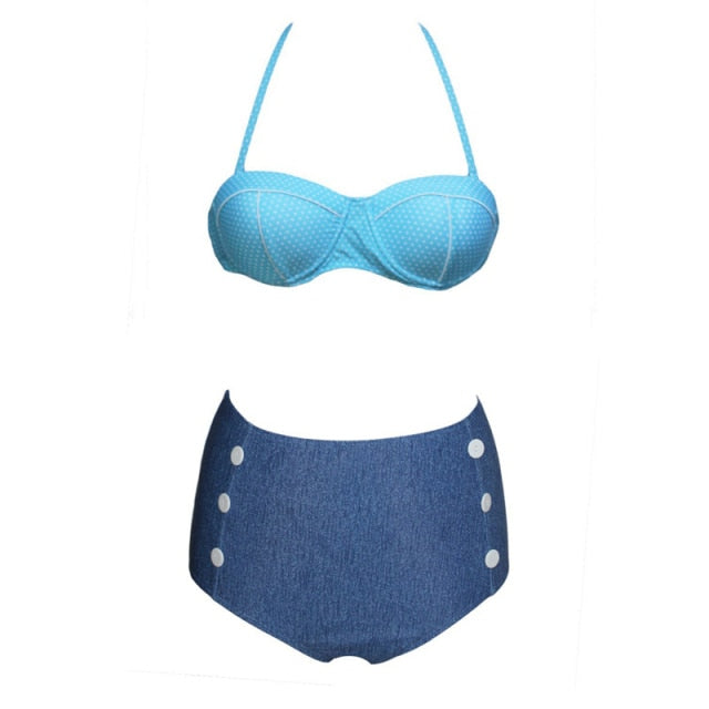 Vintage Pin Up High Waist Bikini Set