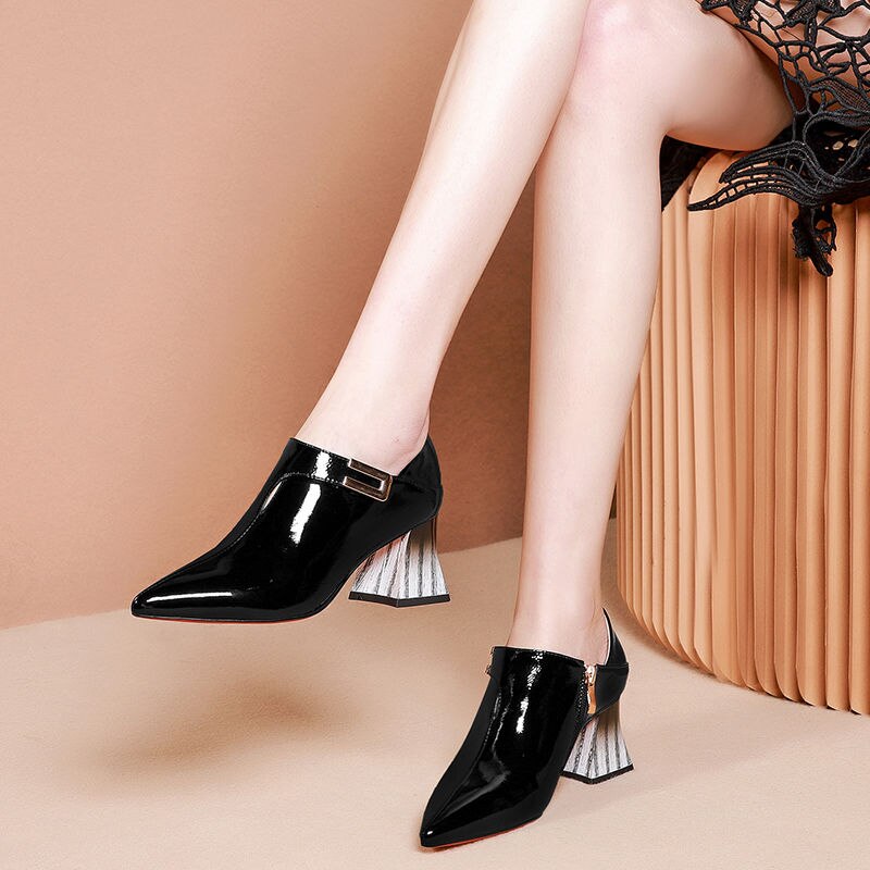 Women's Soft Leather Squared Heels