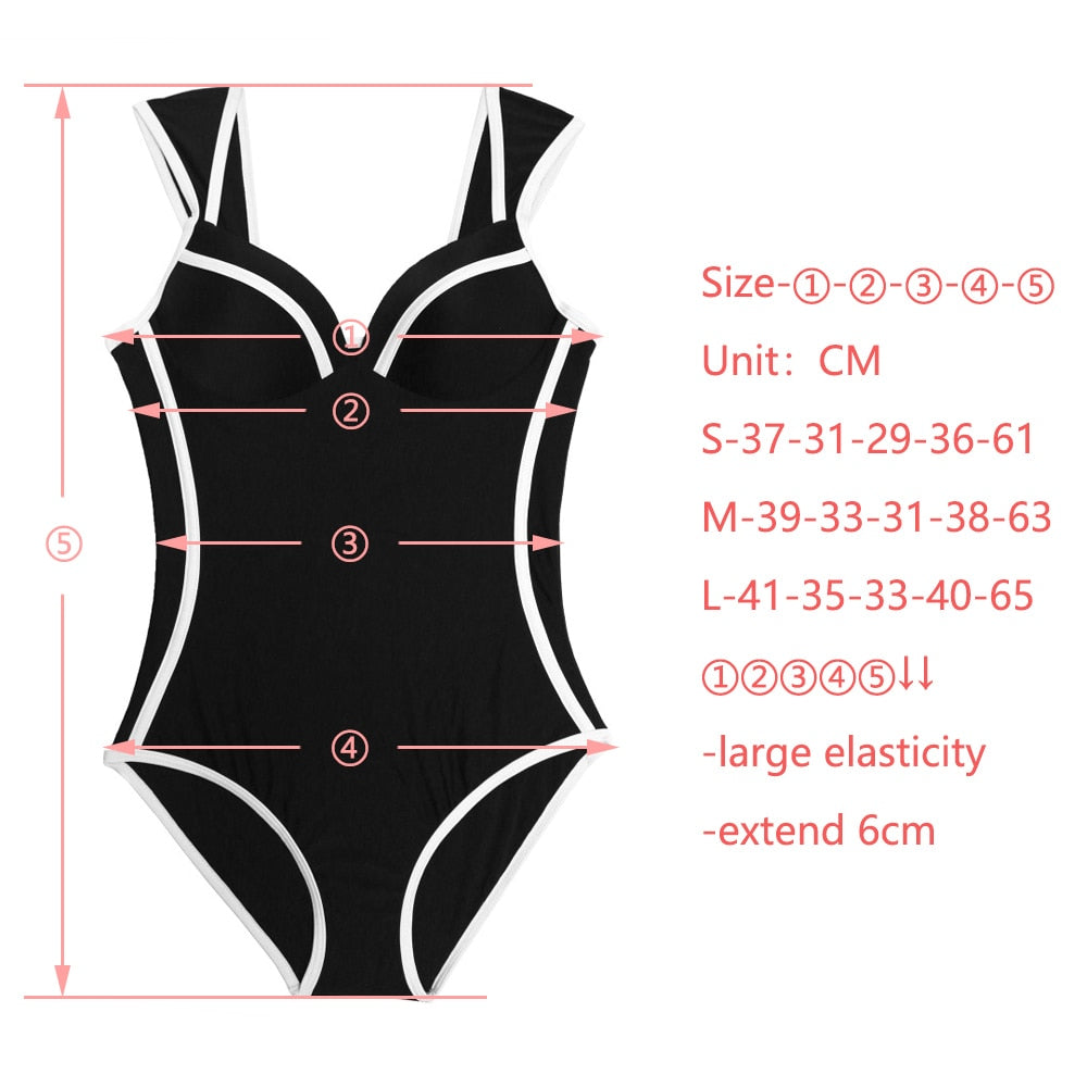 Sexy Retro Black White Striped Push Up Swimwear
