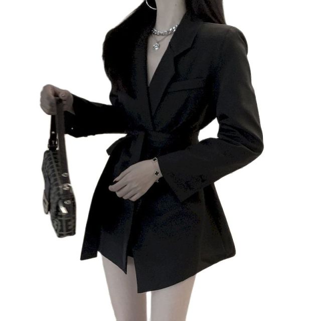 Trendy Dark Black Retro Loose Women's Jacket