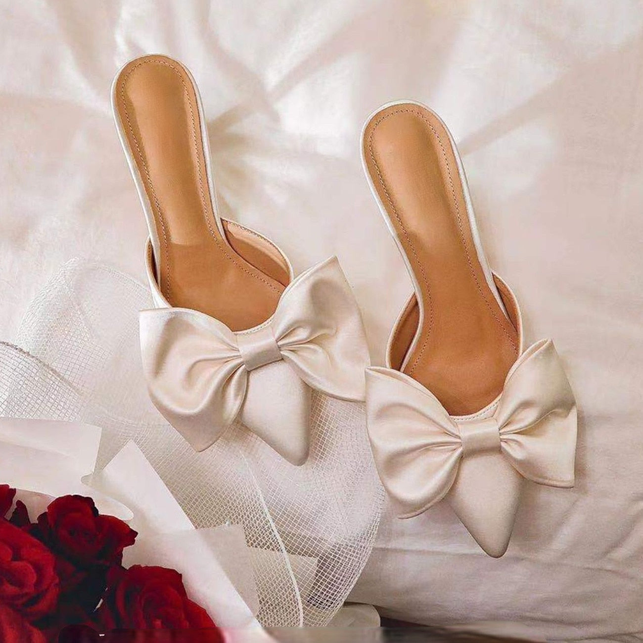 Women's Slippers Bowknot Cat Heel