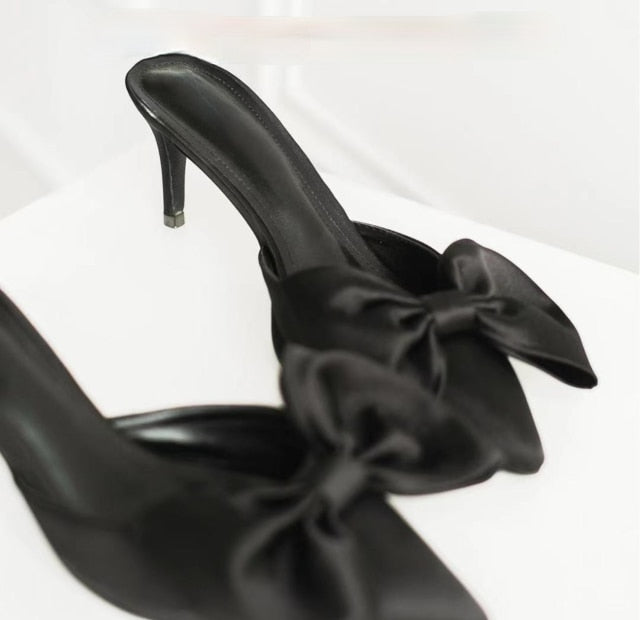 Women's Slippers Bowknot Cat Heel
