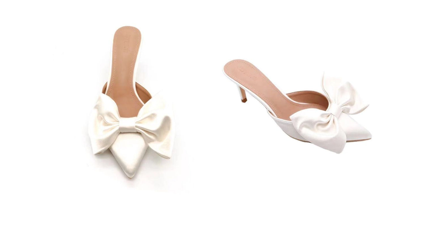 Women's Slippers Bowknot Cat Heel