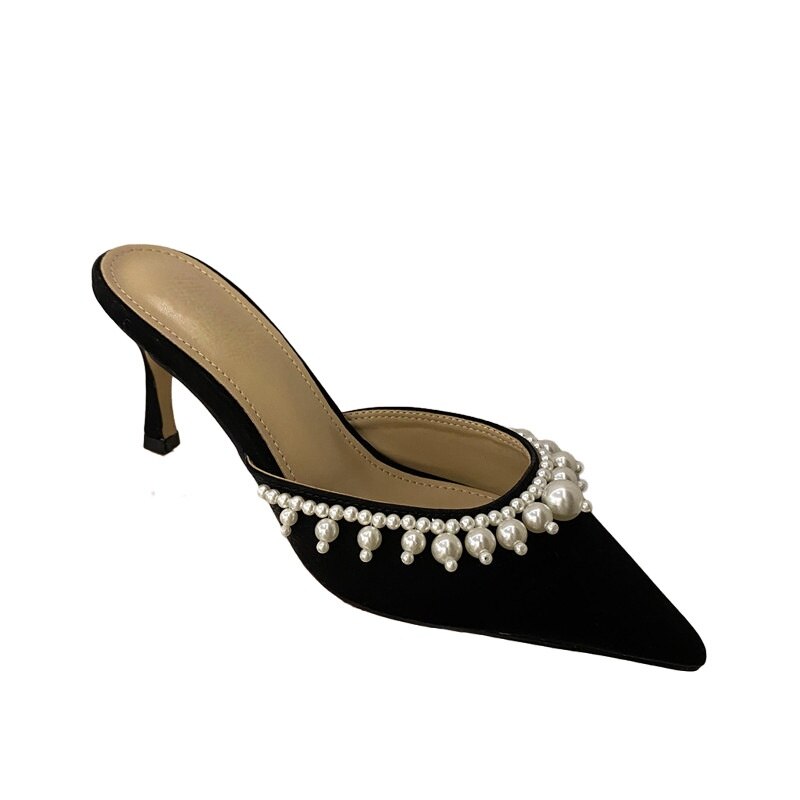 Fashion Beaded Pointed Low Heel