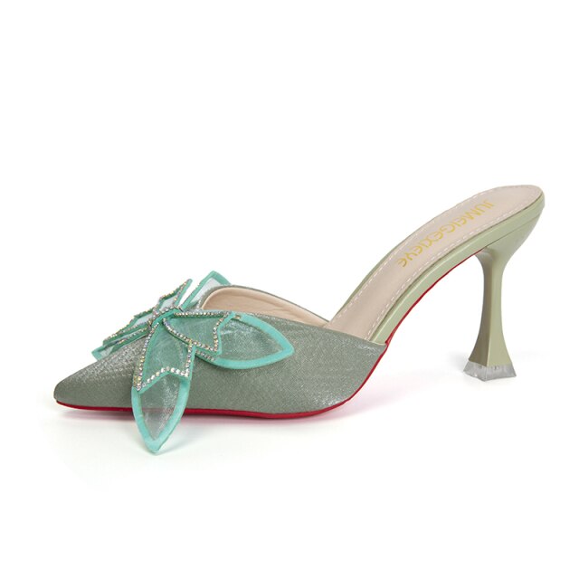 Women's Pointed Bow Stiletto Mules