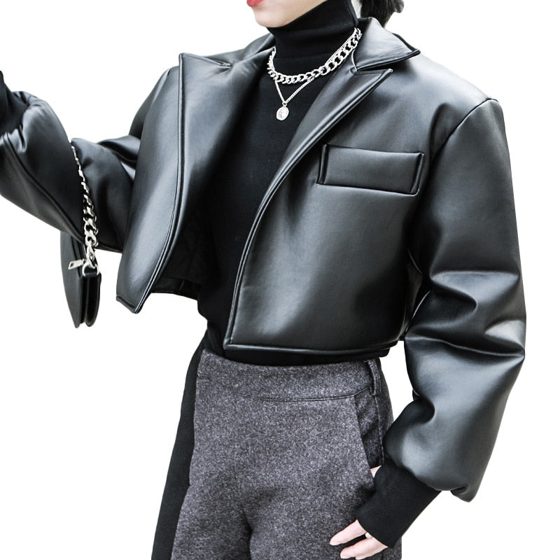 Leather Short Thick Jacket