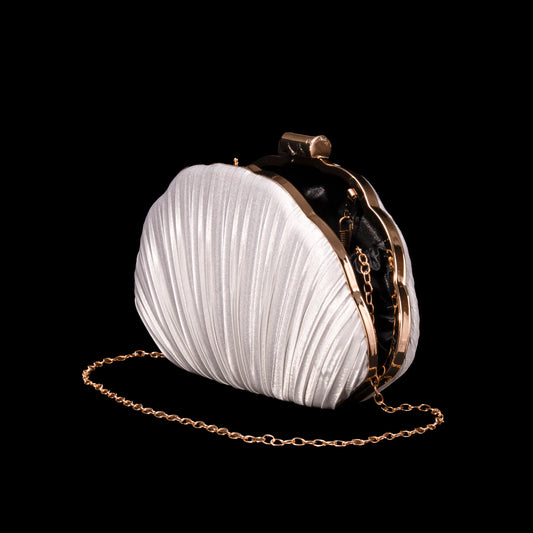 Satin pleated evening clutch