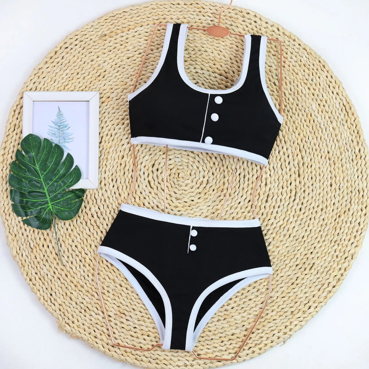 Sexy Black and White Bikinis Set,
