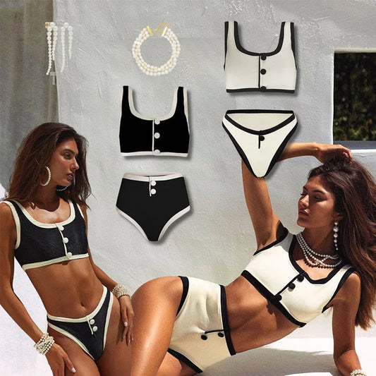Sexy Black and White Bikinis Set,