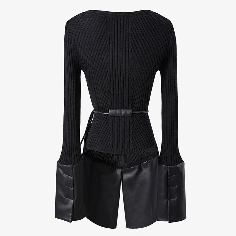 Ladies Patchwork  Black Sweater