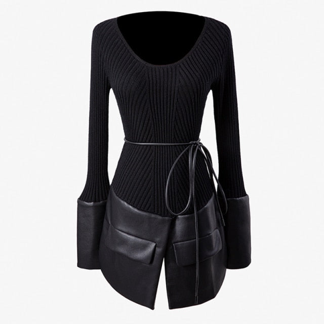 Ladies Patchwork  Black Sweater