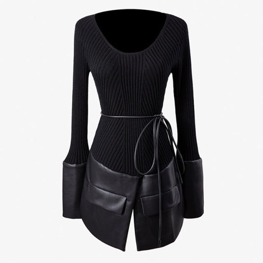 Ladies Patchwork  Black Sweater