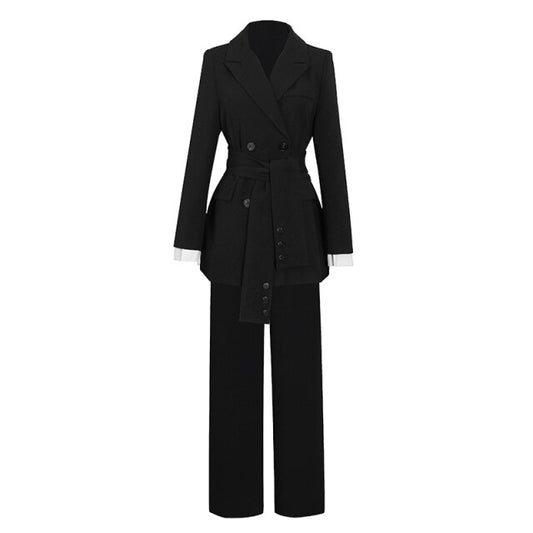 Fashion suit,  Blazer  & High Waist Wide Leg Pants