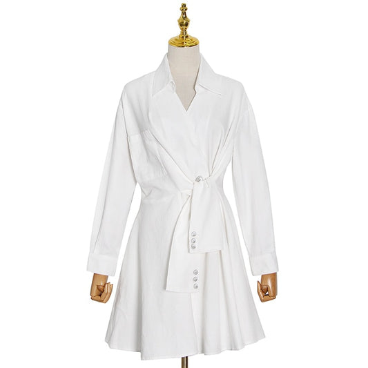 White  Elegant Ruched Dress