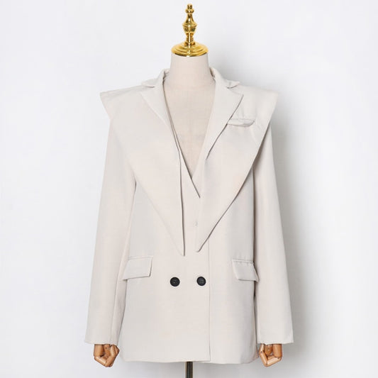 Solid Color Shoulder Pads Blazer