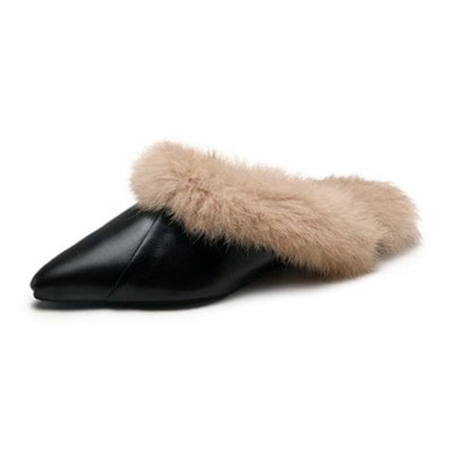 Ladies  Classy Warm Fur Mules